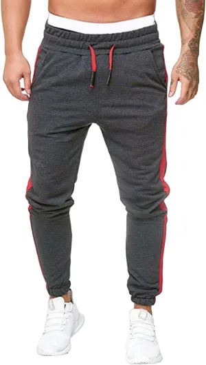 Mens Heavyweight Fleece Marled Stretch Elastic Waist Drawstring Cargo Workout Jogger Sport Basic Trousers Sweatpants