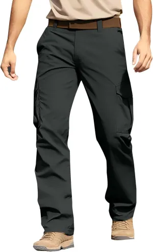Men's Joggers Sweatpants Pants Men's Elastic Multi Pocket Pants Outdoor Straight Tube Active Running Jogger Pants