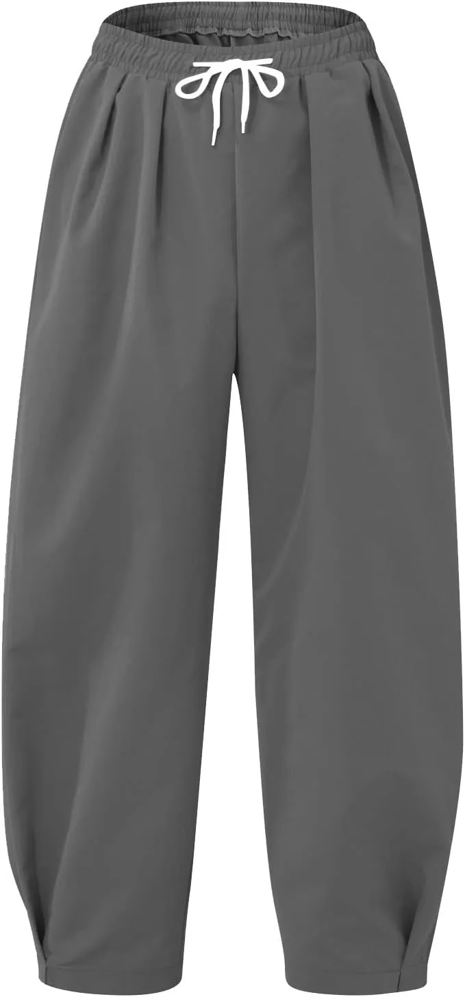 Men's Linen Summer Beach Pants Baggy Straight Leg Joggers Loose Fit Business Pant Outdoor Hiking Trousers