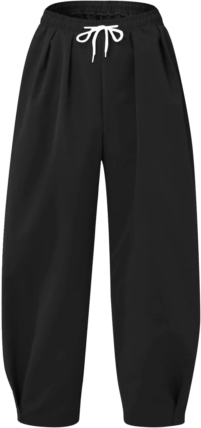 Men's Linen Summer Beach Pants Baggy Straight Leg Joggers Loose Fit Business Pant Outdoor Hiking Trousers