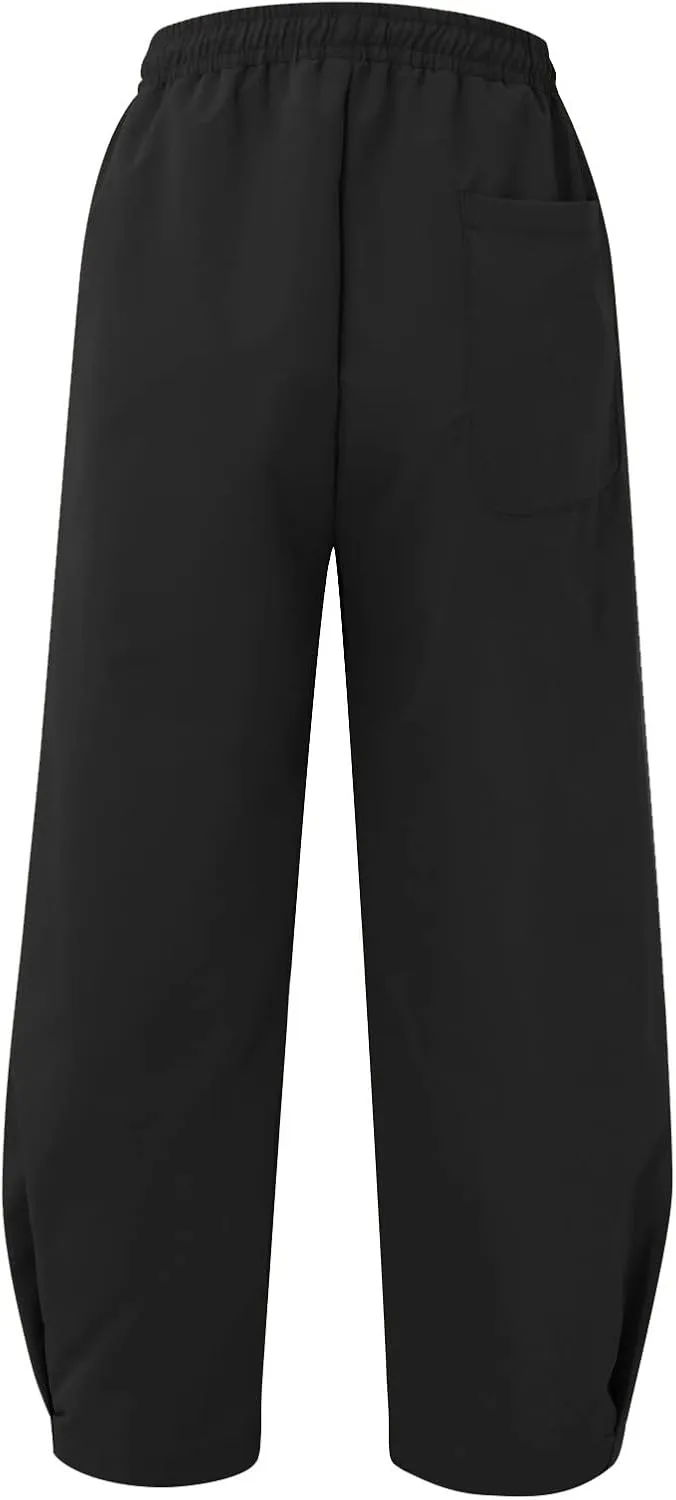Men's Linen Summer Beach Pants Baggy Straight Leg Joggers Loose Fit Business Pant Outdoor Hiking Trousers