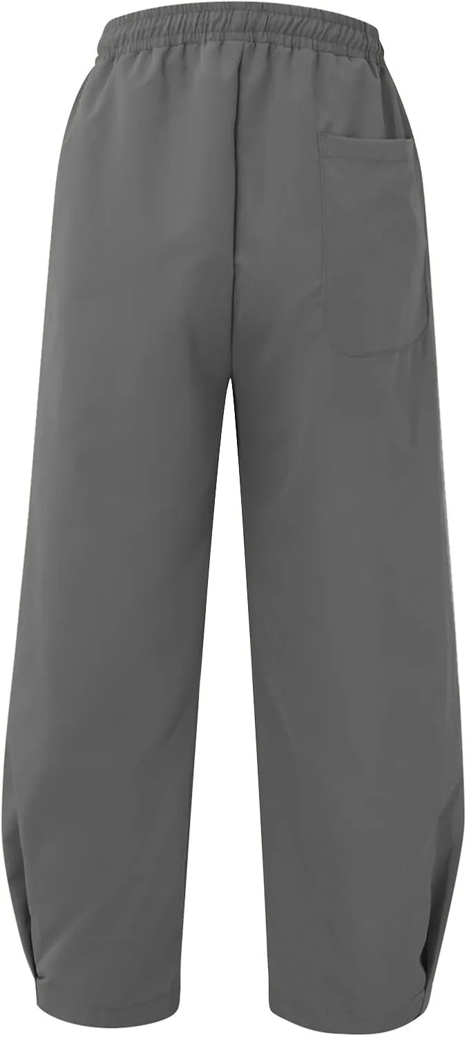 Men's Linen Summer Beach Pants Baggy Straight Leg Joggers Loose Fit Business Pant Outdoor Hiking Trousers