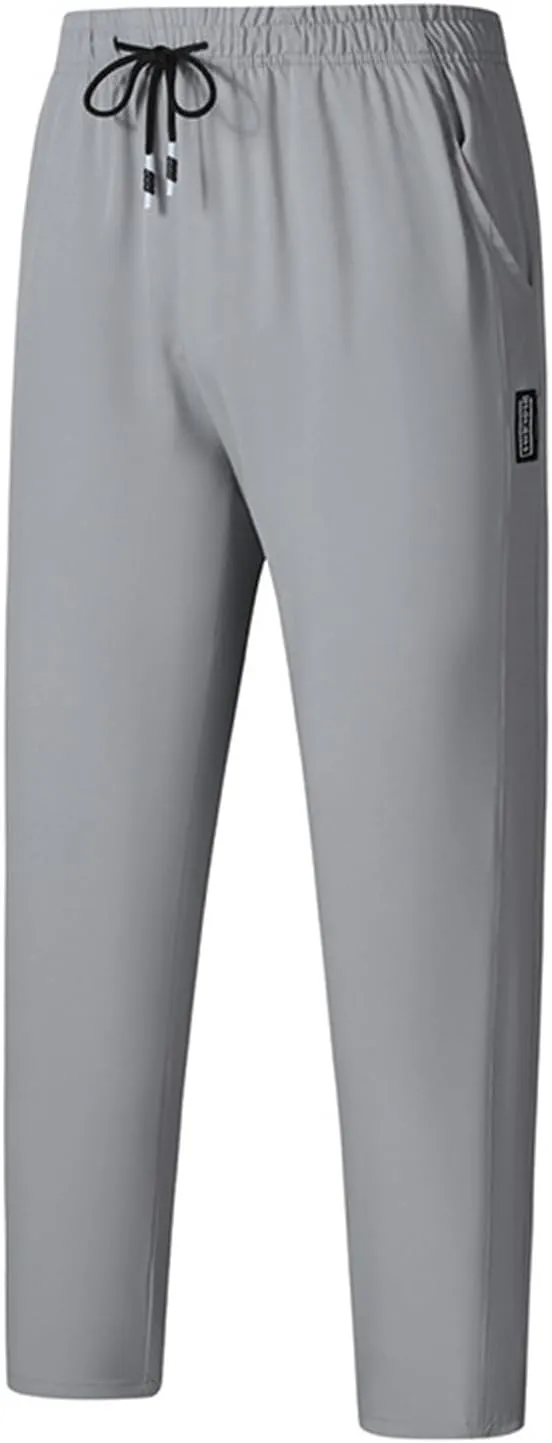 Men's Lounge Pants Drawstring Breathable Comfy Sweatpants Lightweight Straight Leg Pants Summer Trousers with Pockets