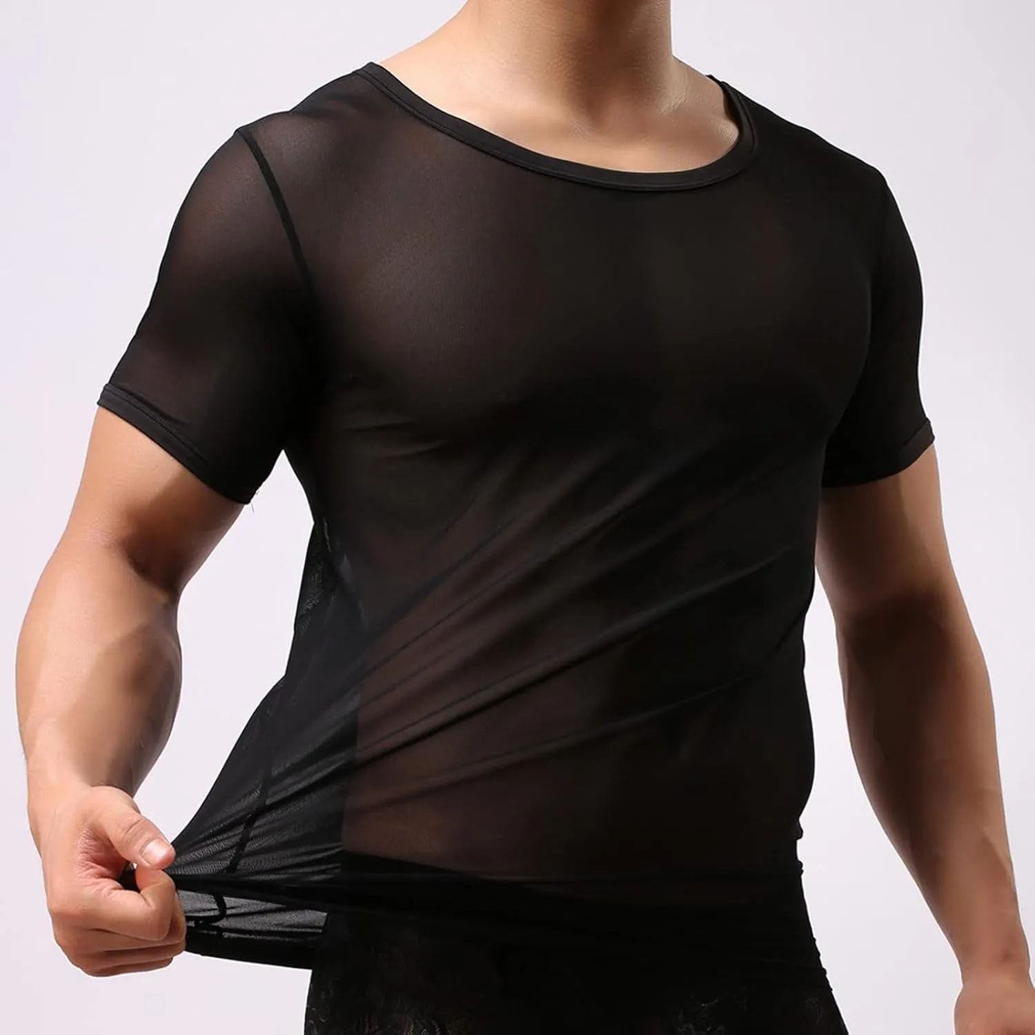 Men's Mesh Underwear Sleeveless See Through Vest Breathable Sexy Shirt Comfortable Sleepwear Casual Apparel