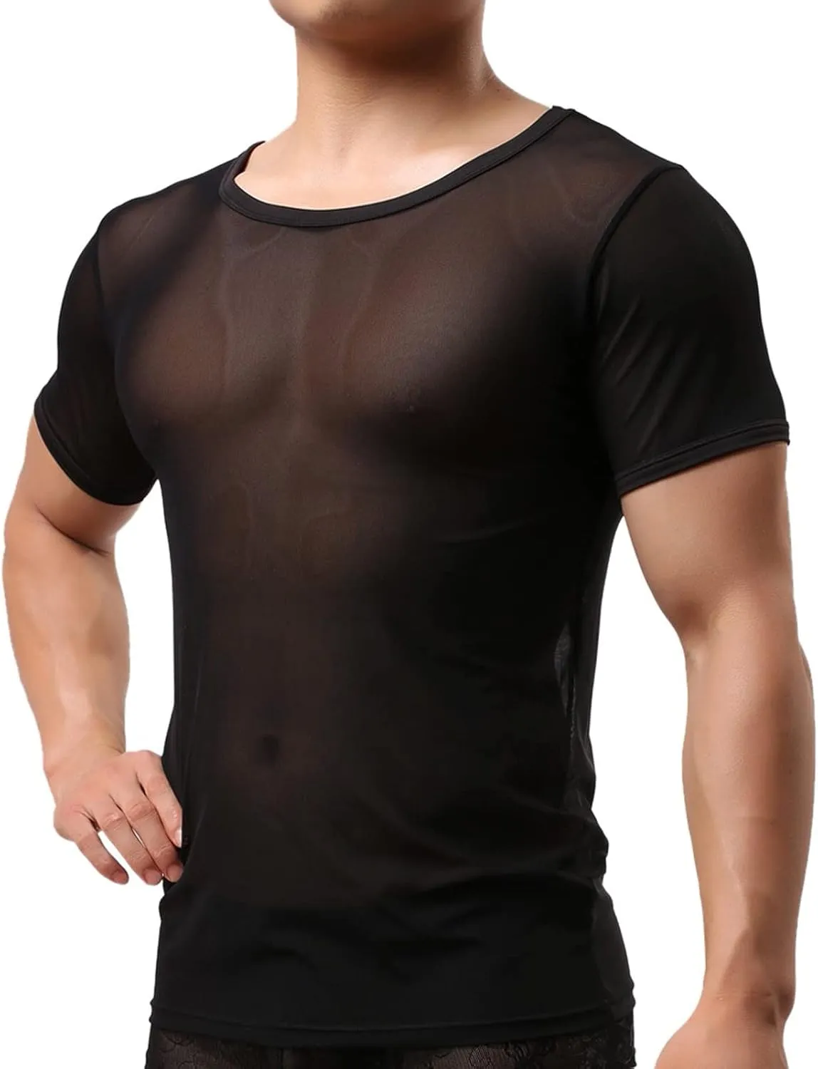 Men's Mesh Underwear Sleeveless See Through Vest Breathable Sexy Shirt Comfortable Sleepwear Casual Apparel