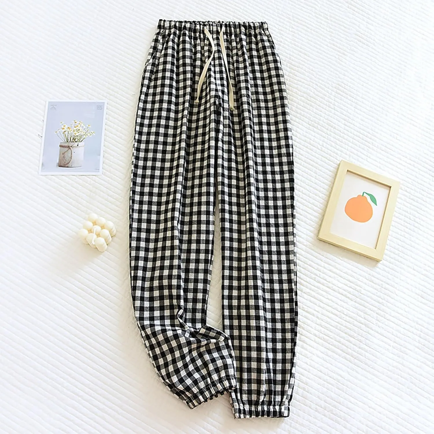 Mens Pajamas Pants Red and Black Plaid Pajama Pants Lightweight Flannel Loose Fit Christmas Pajama Pants with Pockets