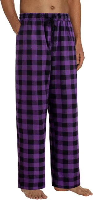 Mens Pajamas Pants Red and Black Plaid Pajama Pants Lightweight Flannel Loose Fit Christmas Pajama Pants with Pockets