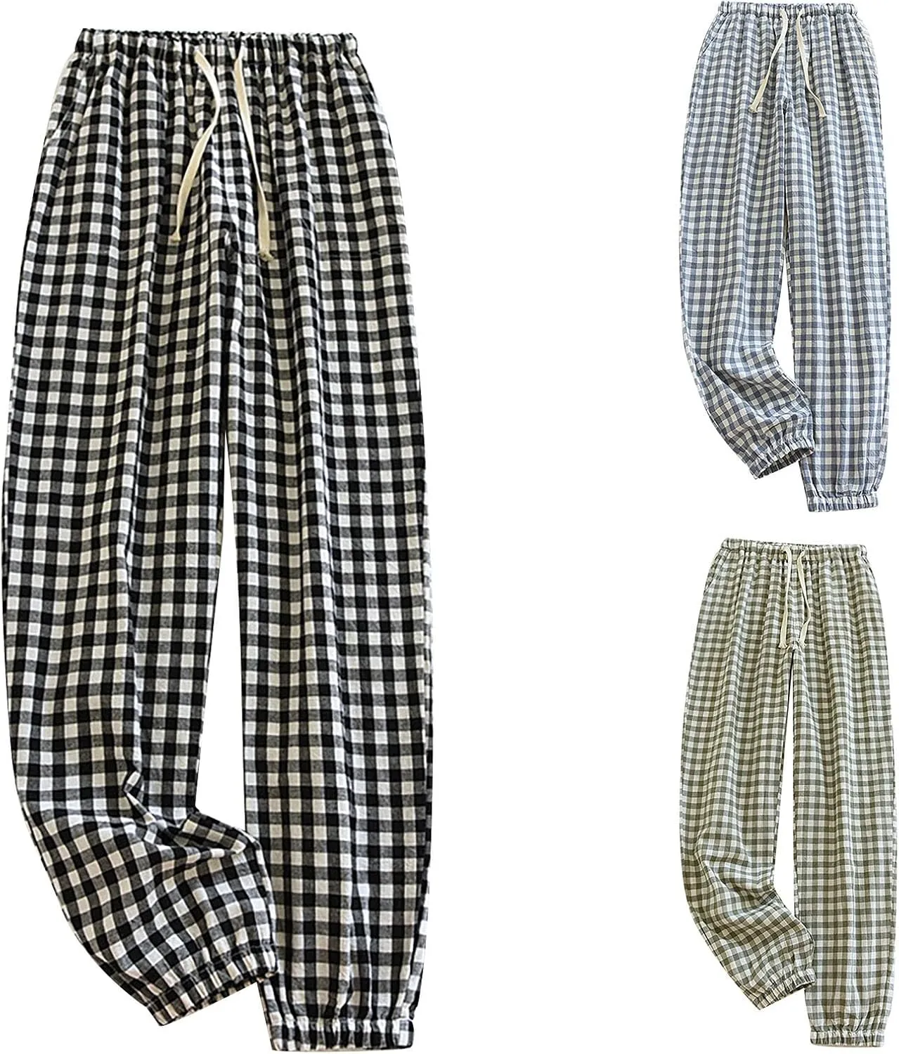 Mens Pajamas Pants Red and Black Plaid Pajama Pants Lightweight Flannel Loose Fit Christmas Pajama Pants with Pockets