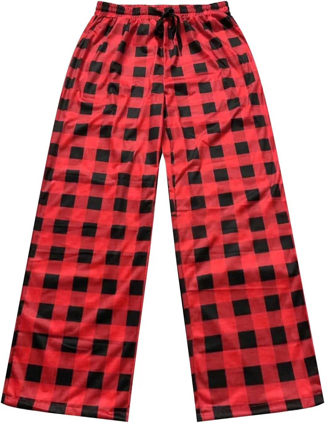 Mens Pajamas Pants Red and Black Plaid Pajama Pants Lightweight Flannel Loose Fit Christmas Pajama Pants with Pockets
