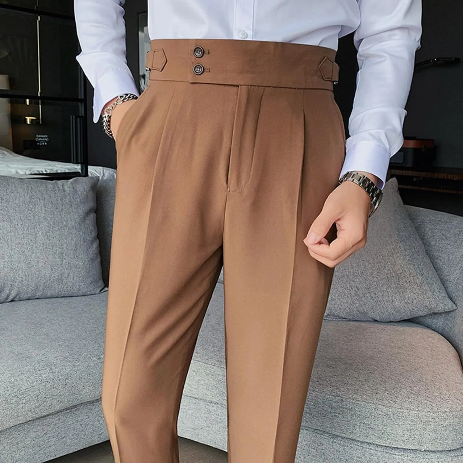 Mens Pants, Mens Dress Pants Straight Drape Feel Classic Solid Color Comfy Loose Summer Slim Fit Casual Suit Pant