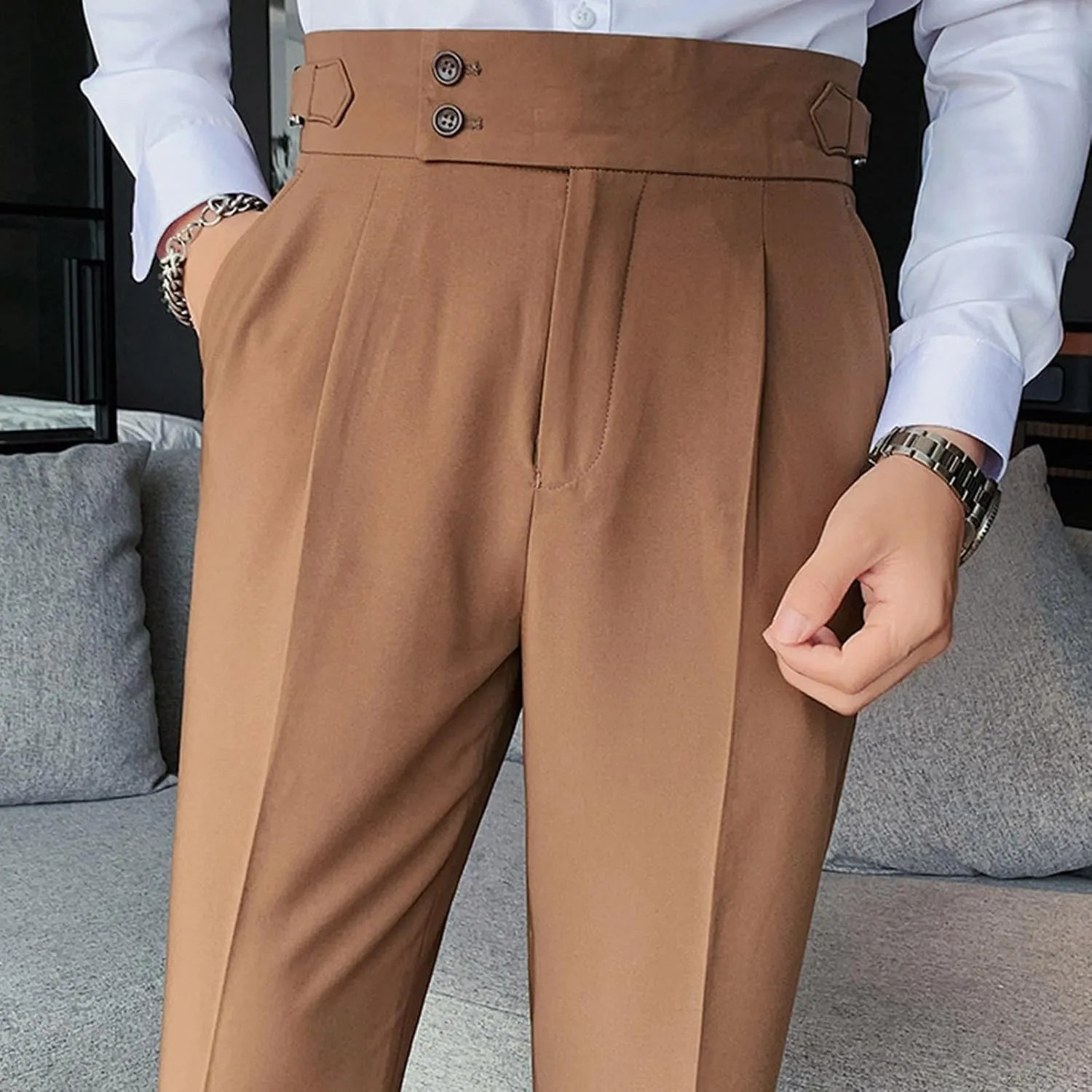 Mens Pants, Mens Dress Pants Straight Drape Feel Classic Solid Color Comfy Loose Summer Slim Fit Casual Suit Pant