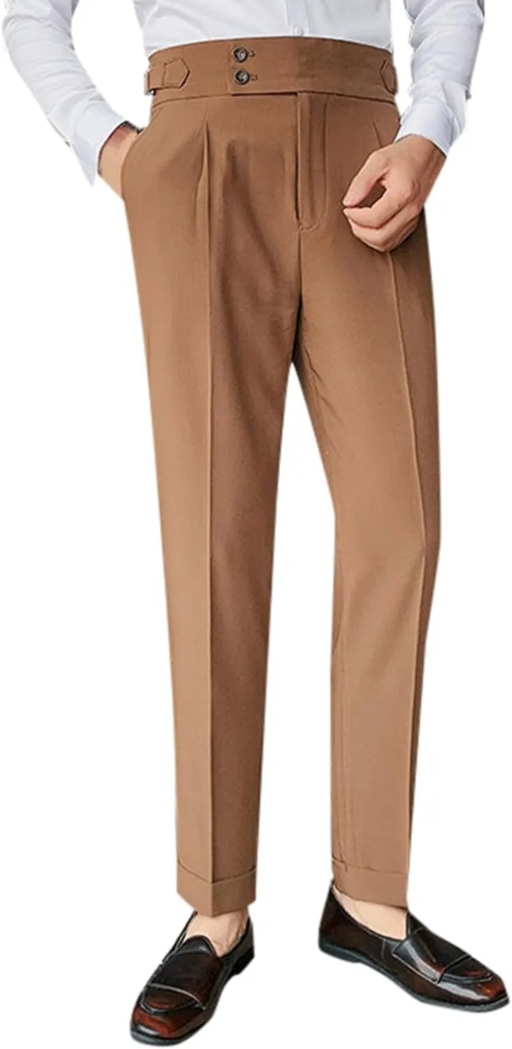 Mens Pants, Mens Dress Pants Straight Drape Feel Classic Solid Color Comfy Loose Summer Slim Fit Casual Suit Pant