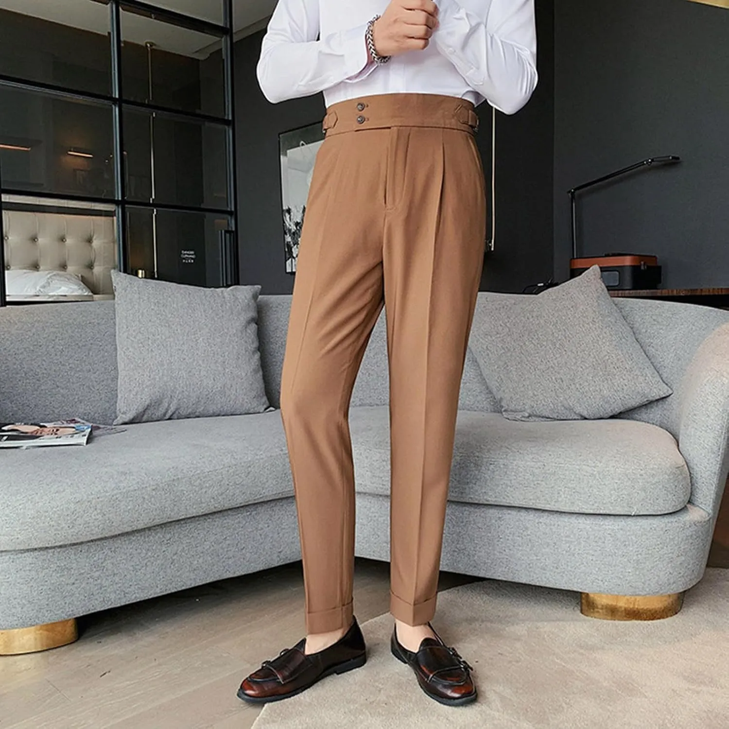 Mens Pants, Mens Dress Pants Straight Drape Feel Classic Solid Color Comfy Loose Summer Slim Fit Casual Suit Pant