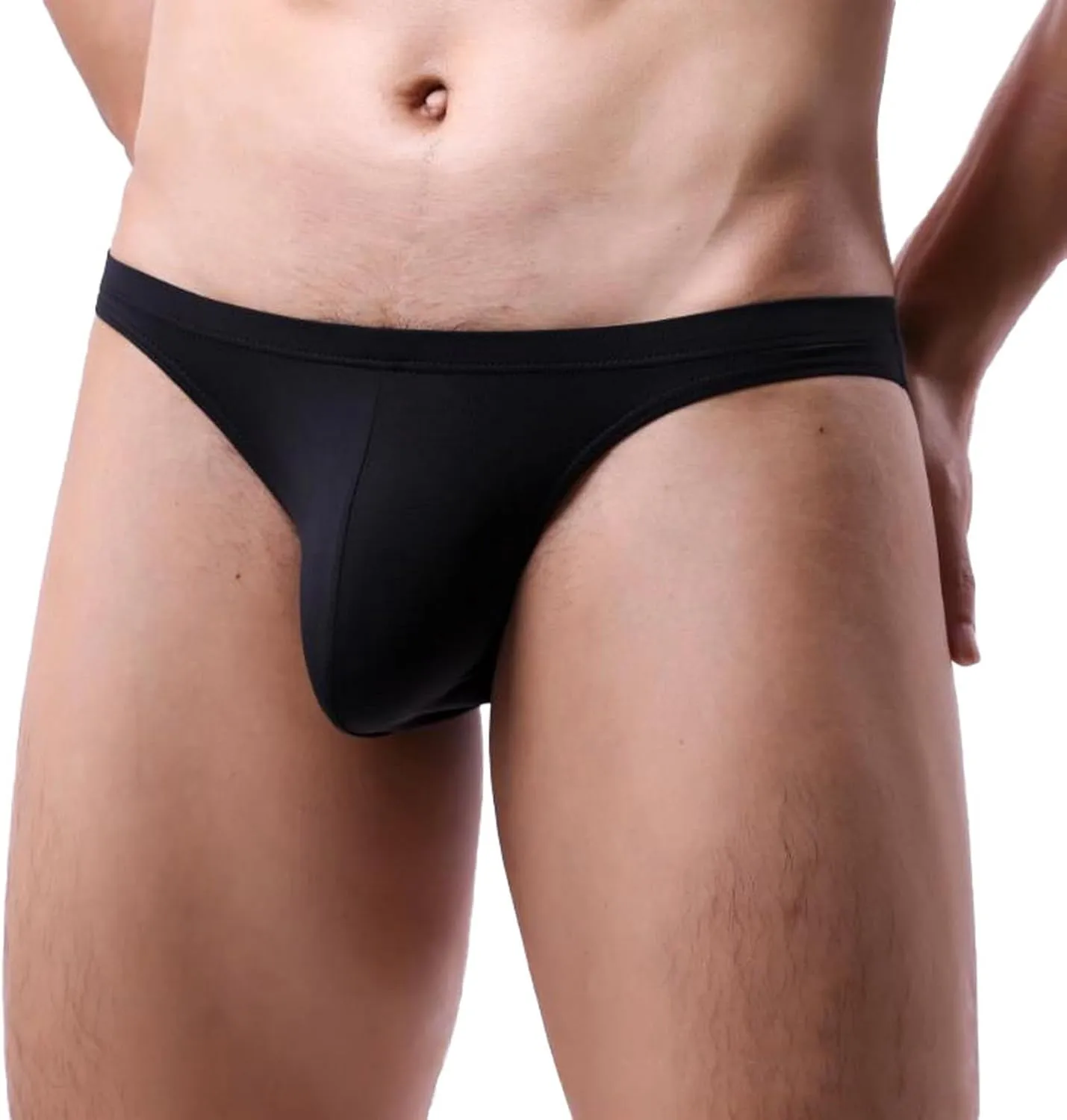 Men's Sexy Low Waist Comfortable Breathable Underwear Men's Ice Silk Triangle Bikini Briefs