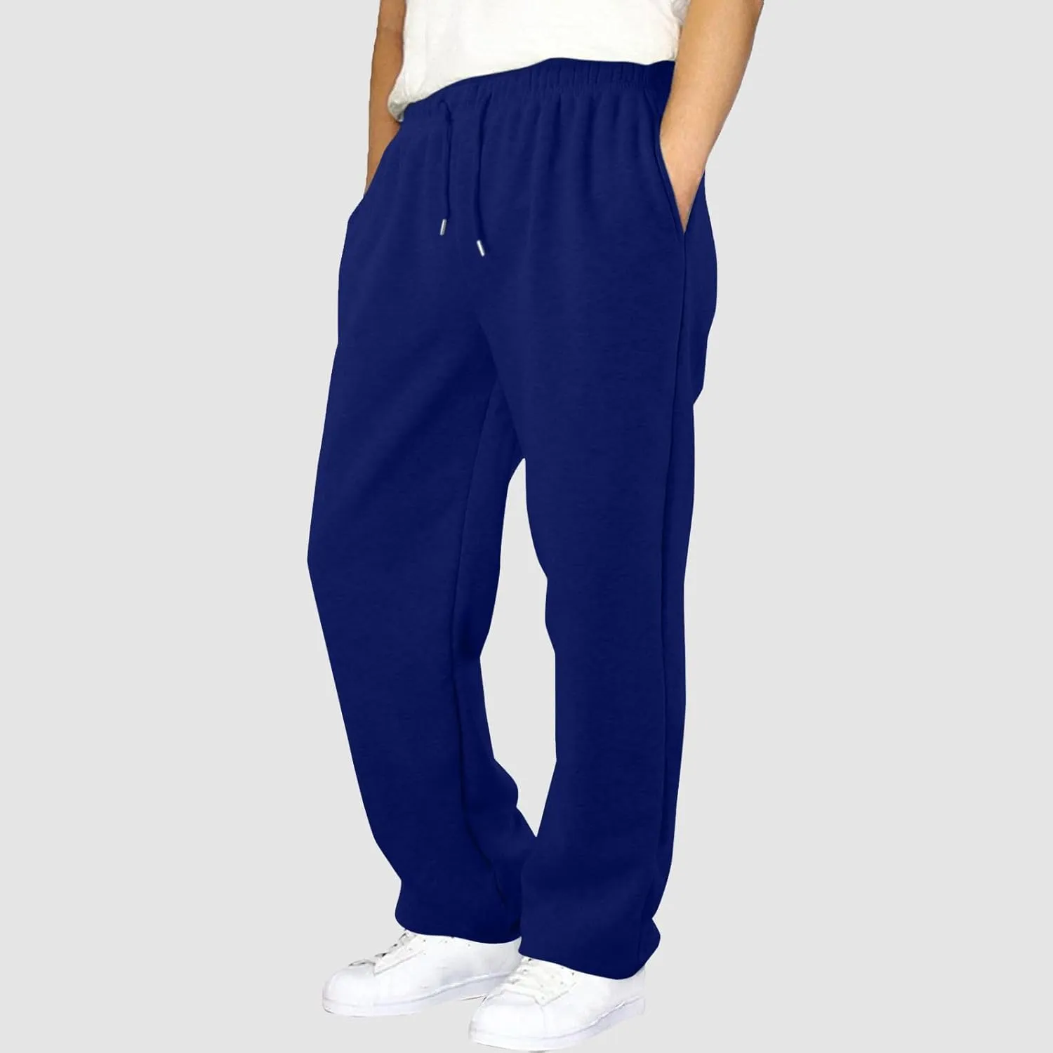 Men's Slim Fit Tapered Chino Pants, Fleece Lined Sweatpants Straight Leg Workout Comfy Pants Bottom Sweatpants Joggers
