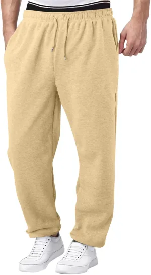 Men's Slim Fit Tapered Chino Pants, Fleece Lined Sweatpants Straight Leg Workout Comfy Pants Bottom Sweatpants Joggers