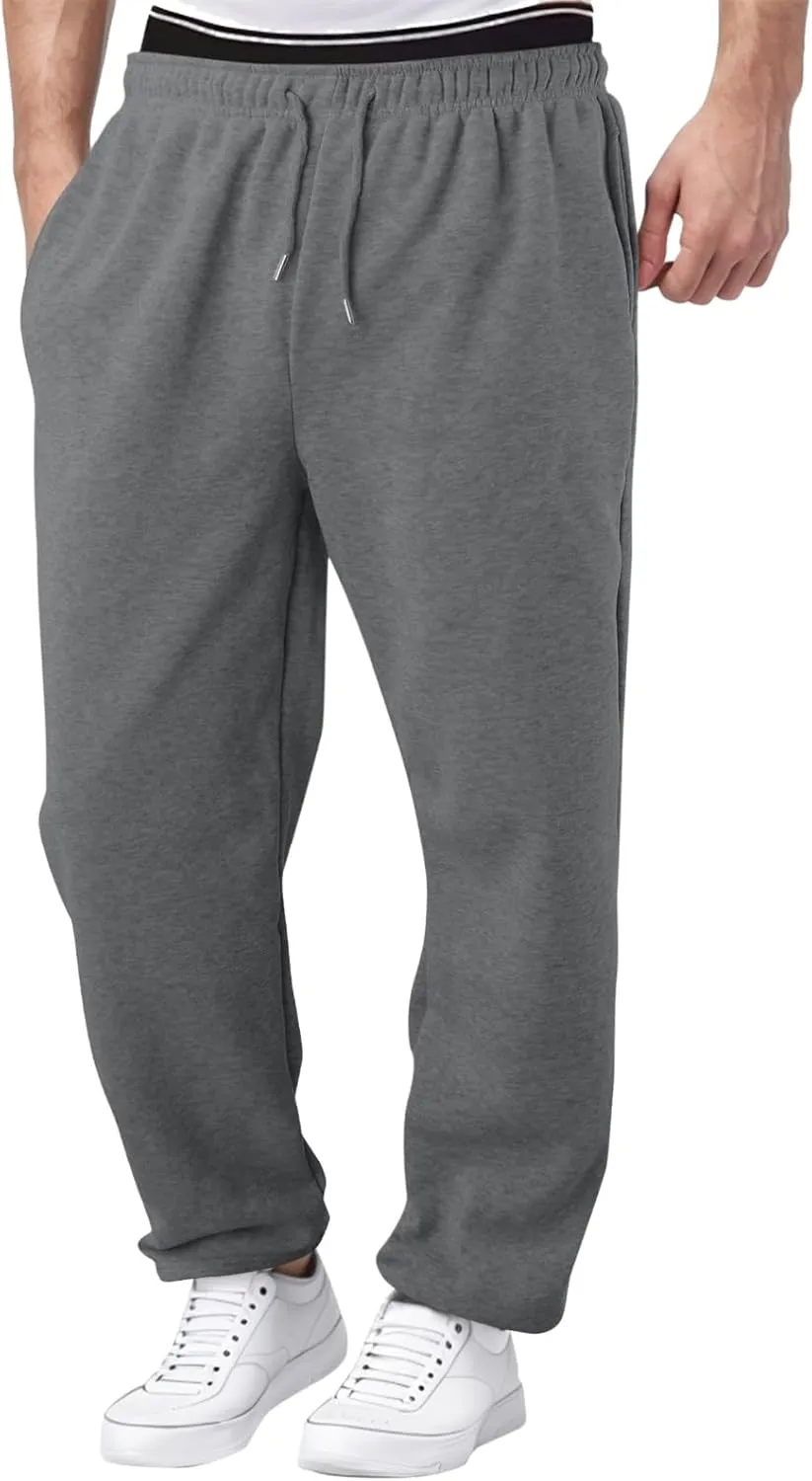 Men's Slim Fit Tapered Chino Pants, Fleece Lined Sweatpants Straight Leg Workout Comfy Pants Bottom Sweatpants Joggers