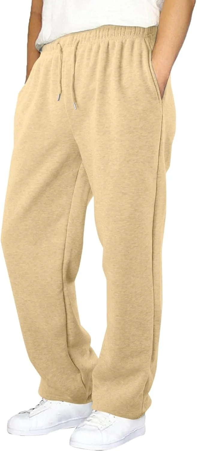Men's Slim Fit Tapered Chino Pants, Fleece Lined Sweatpants Straight Leg Workout Comfy Pants Bottom Sweatpants Joggers