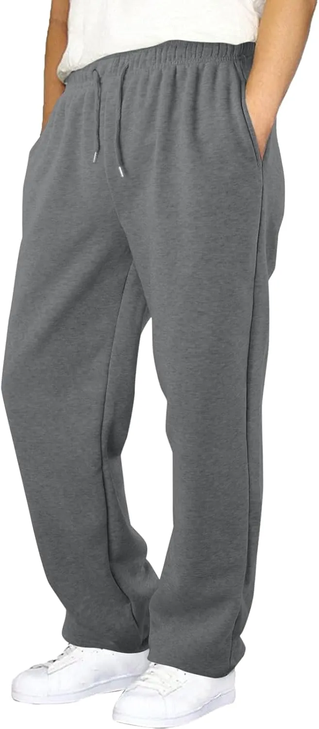 Men's Slim Fit Tapered Chino Pants, Fleece Lined Sweatpants Straight Leg Workout Comfy Pants Bottom Sweatpants Joggers
