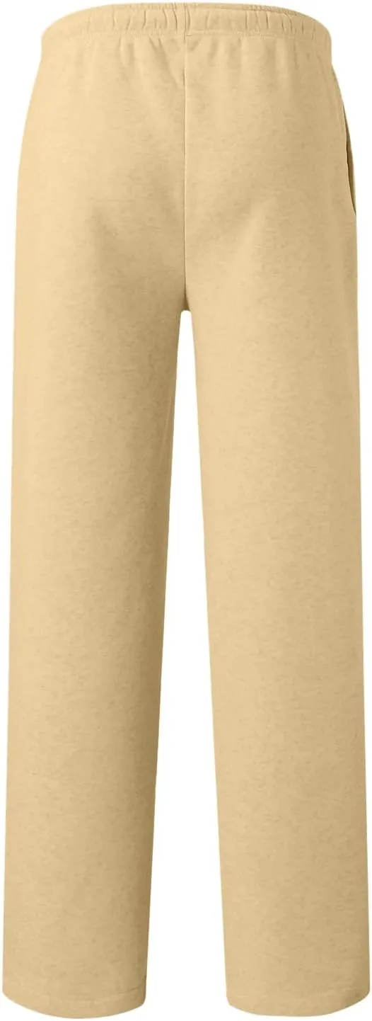 Men's Slim Fit Tapered Chino Pants, Fleece Lined Sweatpants Straight Leg Workout Comfy Pants Bottom Sweatpants Joggers