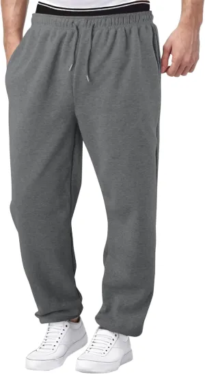 Men's Slim Fit Tapered Chino Pants, Fleece Lined Sweatpants Straight Leg Workout Comfy Pants Bottom Sweatpants Joggers