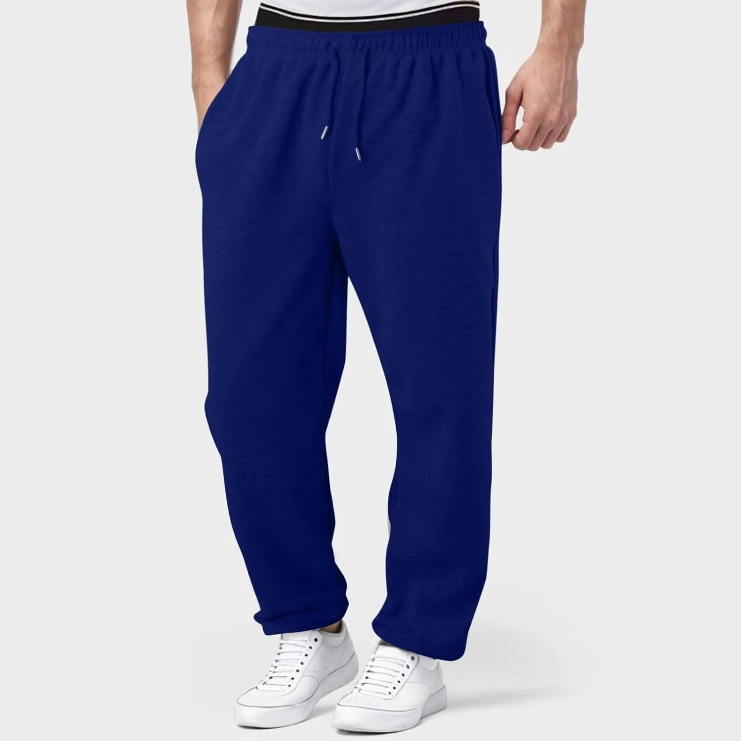 Men's Slim Fit Tapered Chino Pants, Fleece Lined Sweatpants Straight Leg Workout Comfy Pants Bottom Sweatpants Joggers