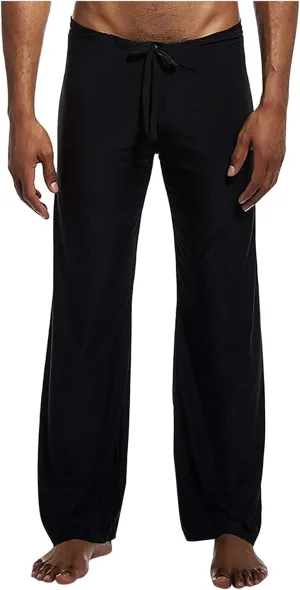 Mens Soft Long Yoga Pajama Sexy Low Rise Elastic Drawstring Lightweight Big Knit Lounge Sleep Bottoms Sweatpants