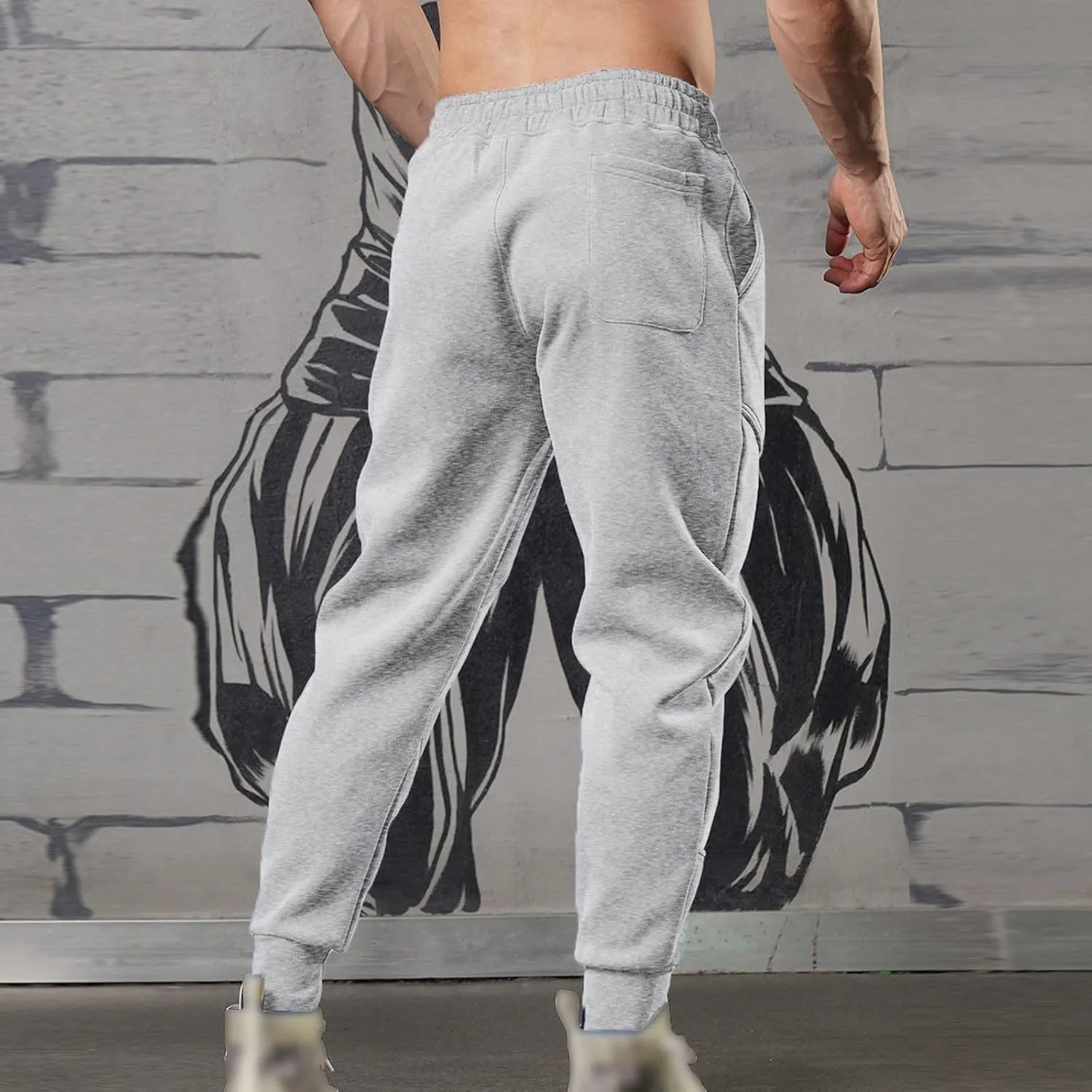Mens Sweatpants with Pockets Big and Tall Casual Wide Leg Drawstring Open Bottom Sweat Pants Lounge Pants Cargo Pants