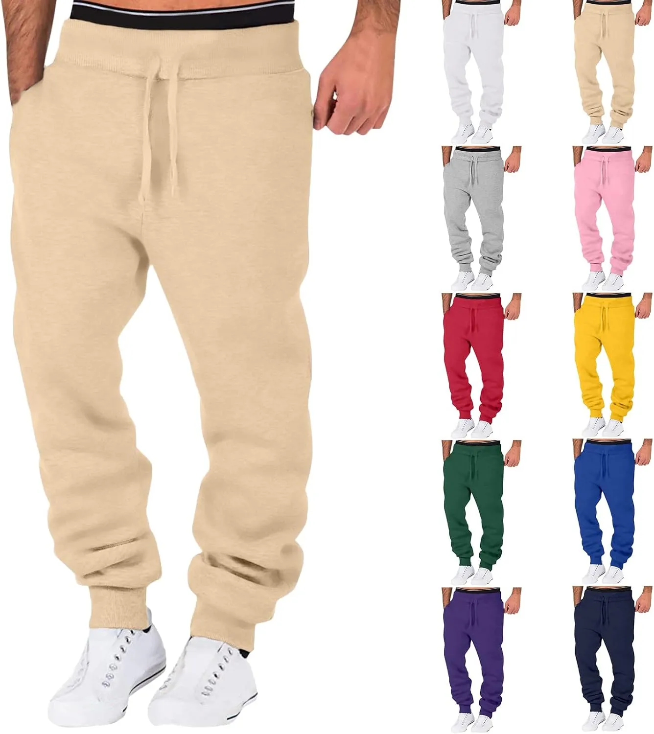 Mens Sweatpants with Pockets Big and Tall Drawstring Pant Mens Cargo Joggers Elastic Waist Slim Fit Punk Cargo Baggy
