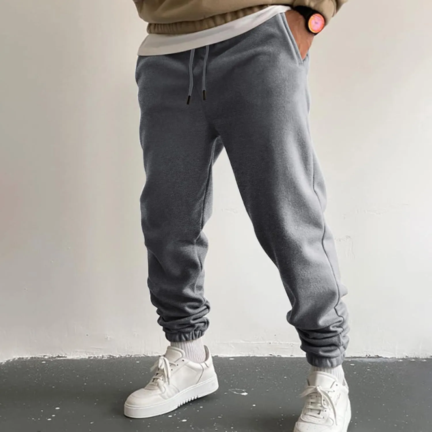 Mens Sweatpants with Pockets Big and Tall Joggers Cotton Drawstring Chino Cargo Pants Hiking Outdoor Twill Track Pants