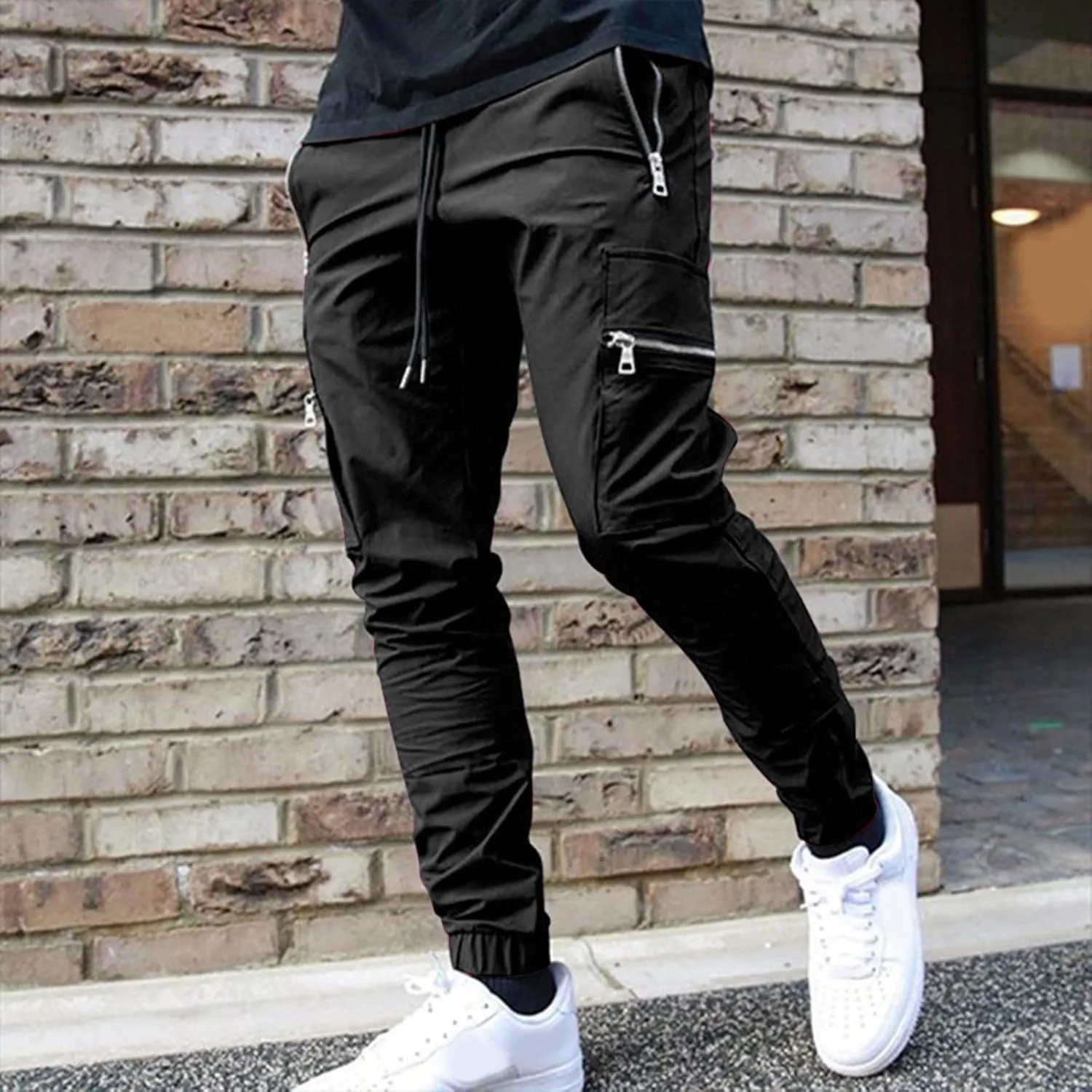 Men's Wide Leg Flare Sweatpants Slim Fit Stretch Pants for Men Skinny Fit Black Slacks Men Men's Sports Track Pants