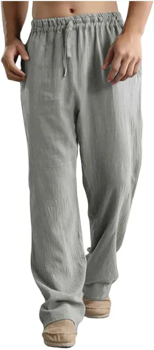 Mens Work Utility Pants Mens Casual Pants Drawstring Elastic Waist Classic Fit Baggy Yoga Pants Running Joggers Daily Wear Trousers Black Chino