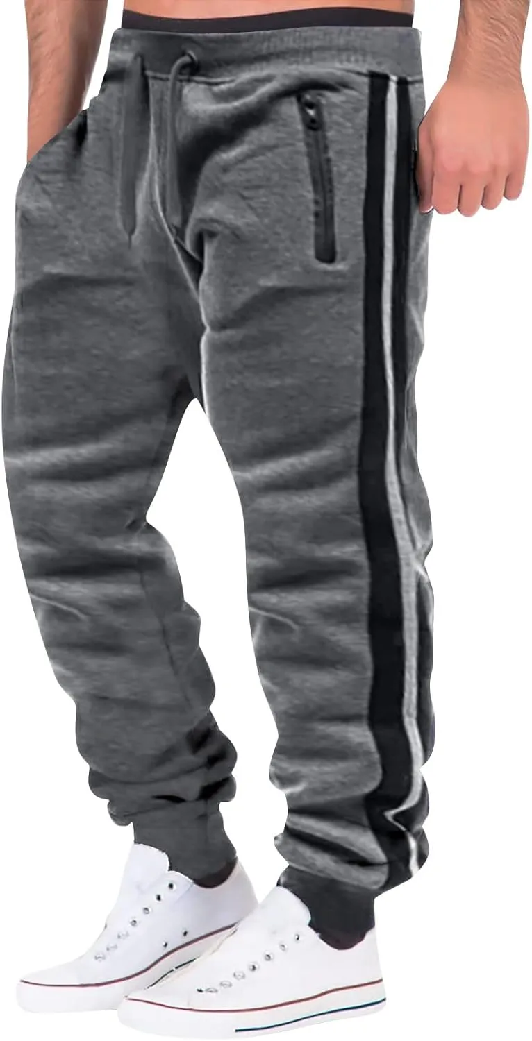 Mens Workout Cargo Sweatpants Jogger Pants Big & Tall Pockets Trousers for Running Training Men's Heavyweight Fleece