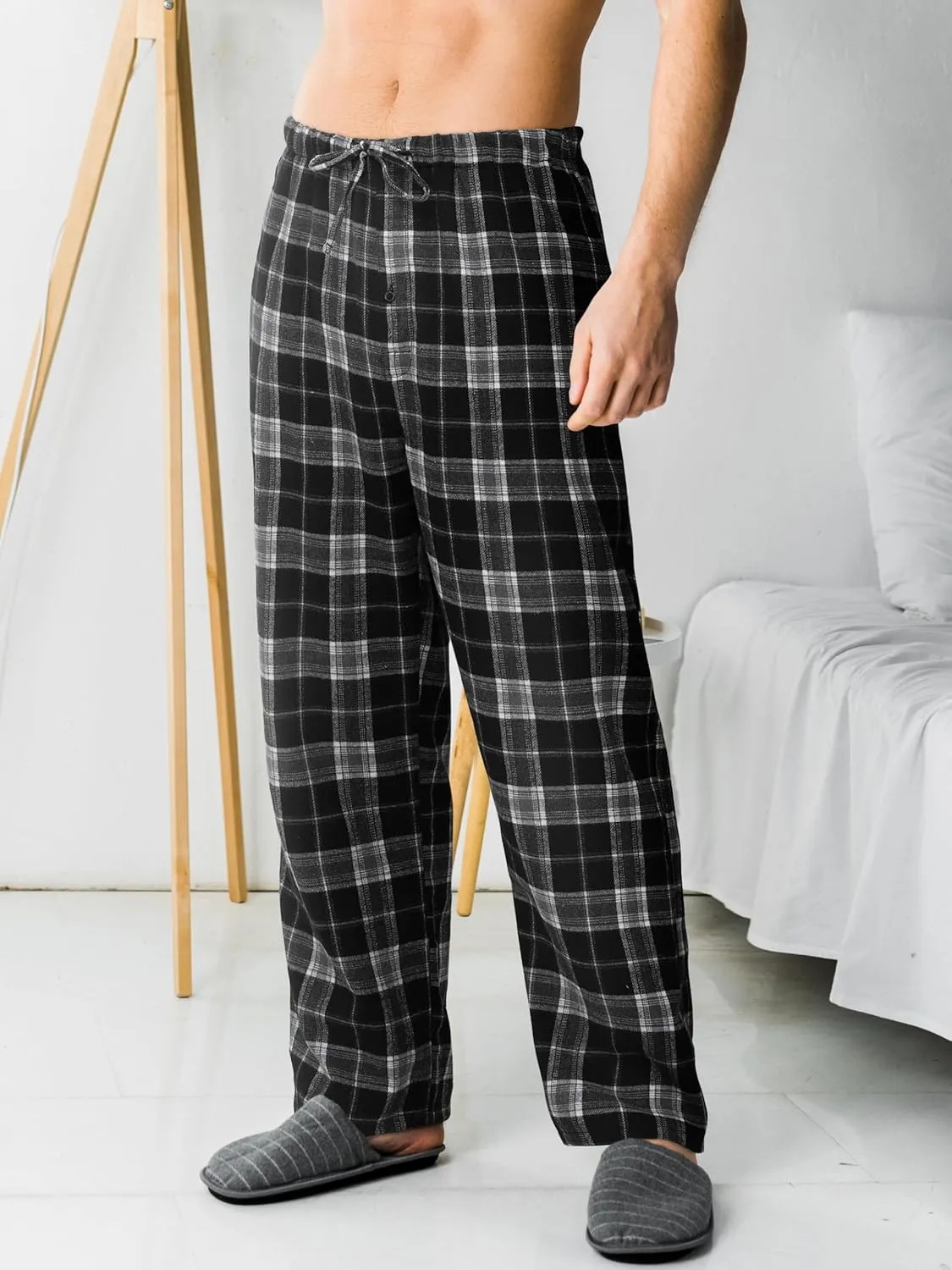 Motarto Men's Pajama Pants Flannel Plaid Pajama Sleep & Lounge PJ Bottoms Warm Sleepwear with Drawstring Pockets