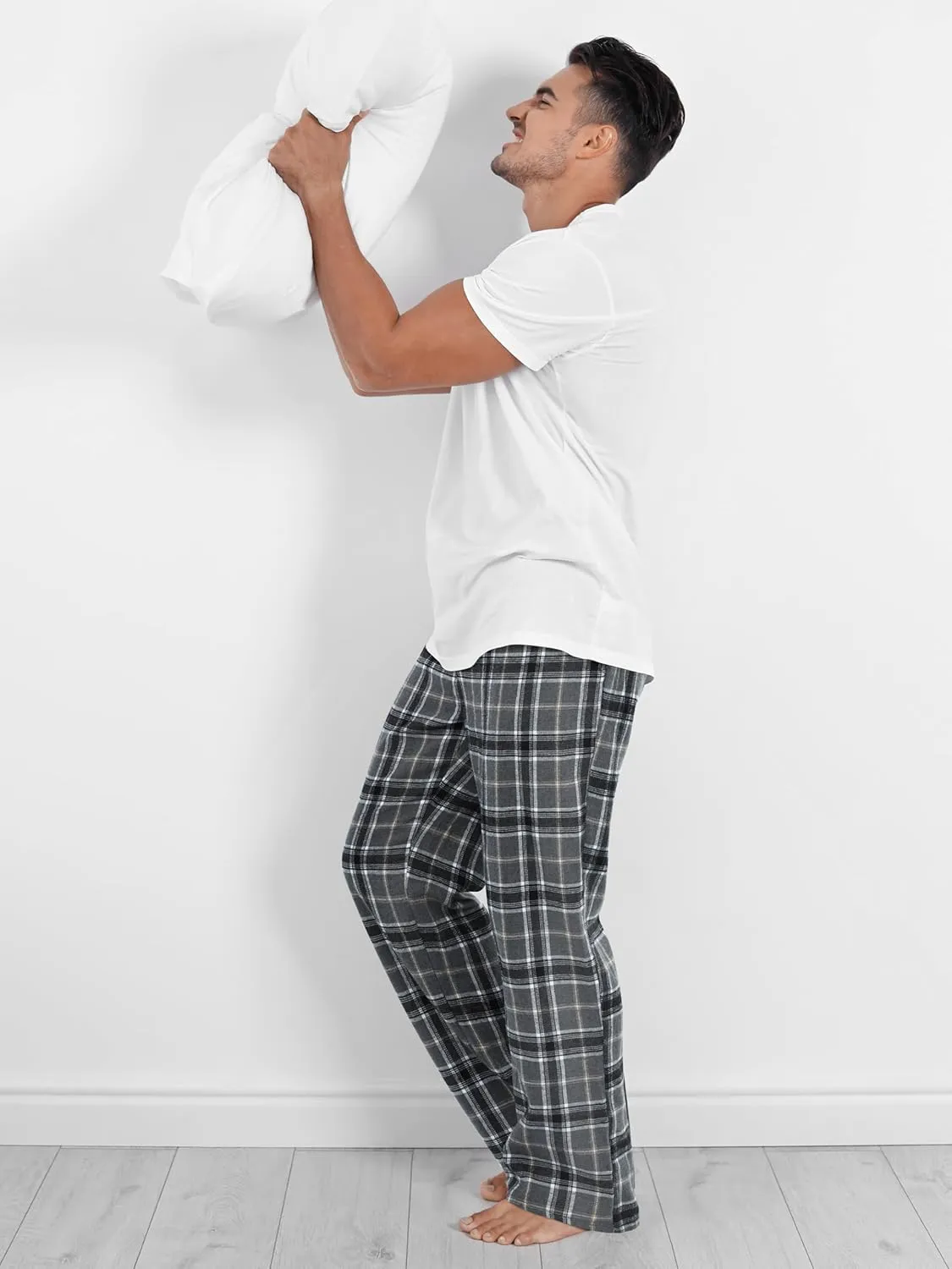 Motarto Men's Pajama Pants Flannel Plaid Pajama Sleep & Lounge PJ Bottoms Warm Sleepwear with Drawstring Pockets