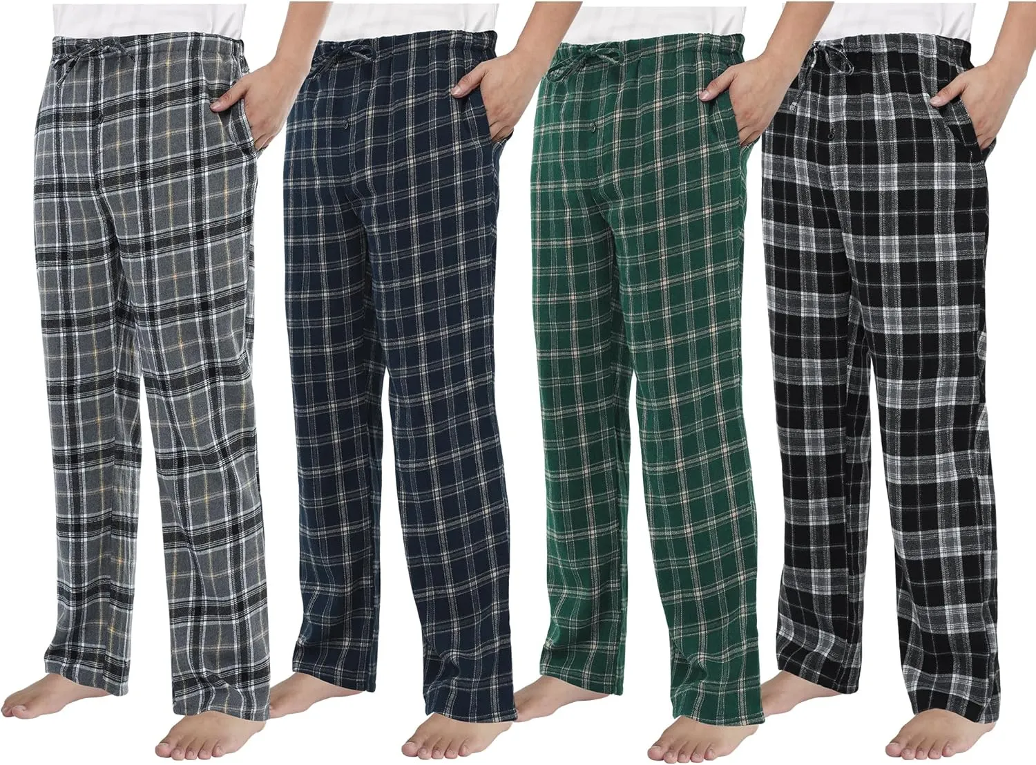 Motarto Men's Pajama Pants Flannel Plaid Pajama Sleep & Lounge PJ Bottoms Warm Sleepwear with Drawstring Pockets