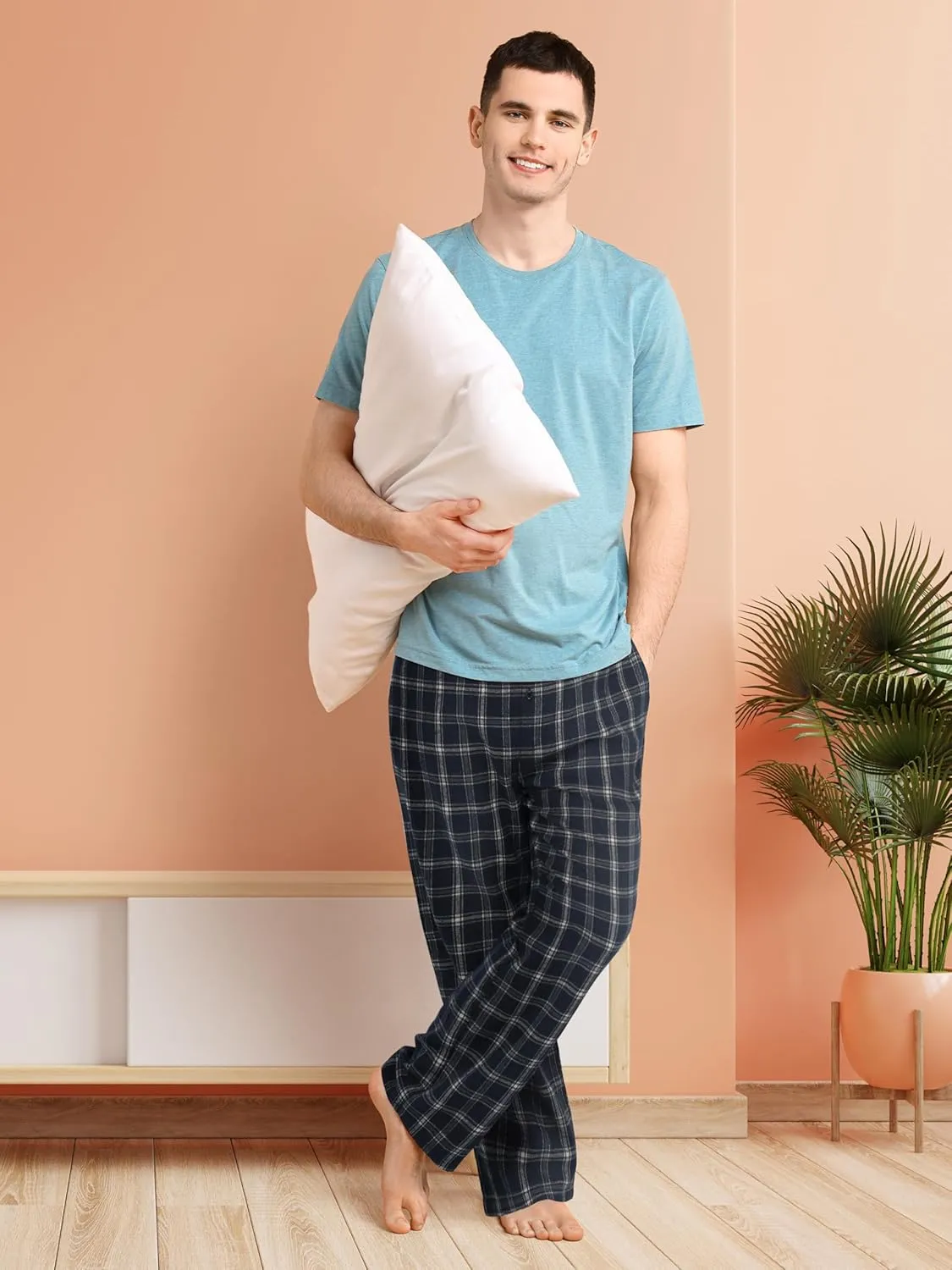 Motarto Men's Pajama Pants Flannel Plaid Pajama Sleep & Lounge PJ Bottoms Warm Sleepwear with Drawstring Pockets