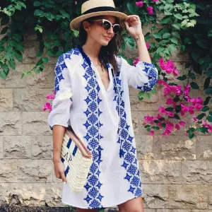 Mykonos Kaftan Tunic Top or Beach Cover Up #Kaftan #Embroidered #Tunic