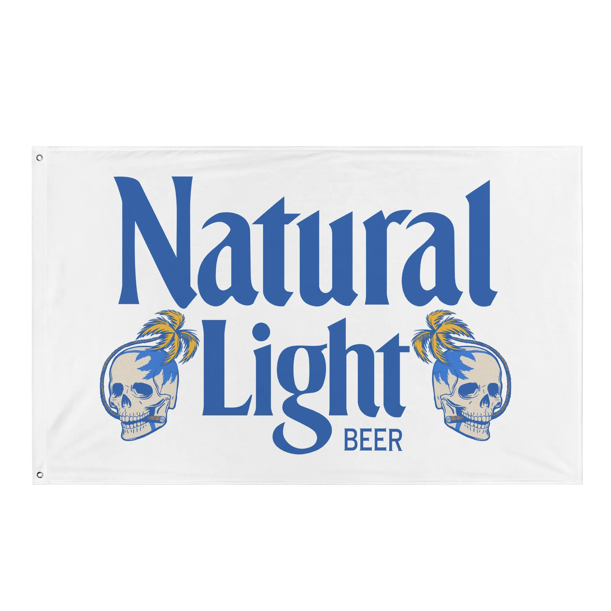 Natural Light Retro Skulls Flag