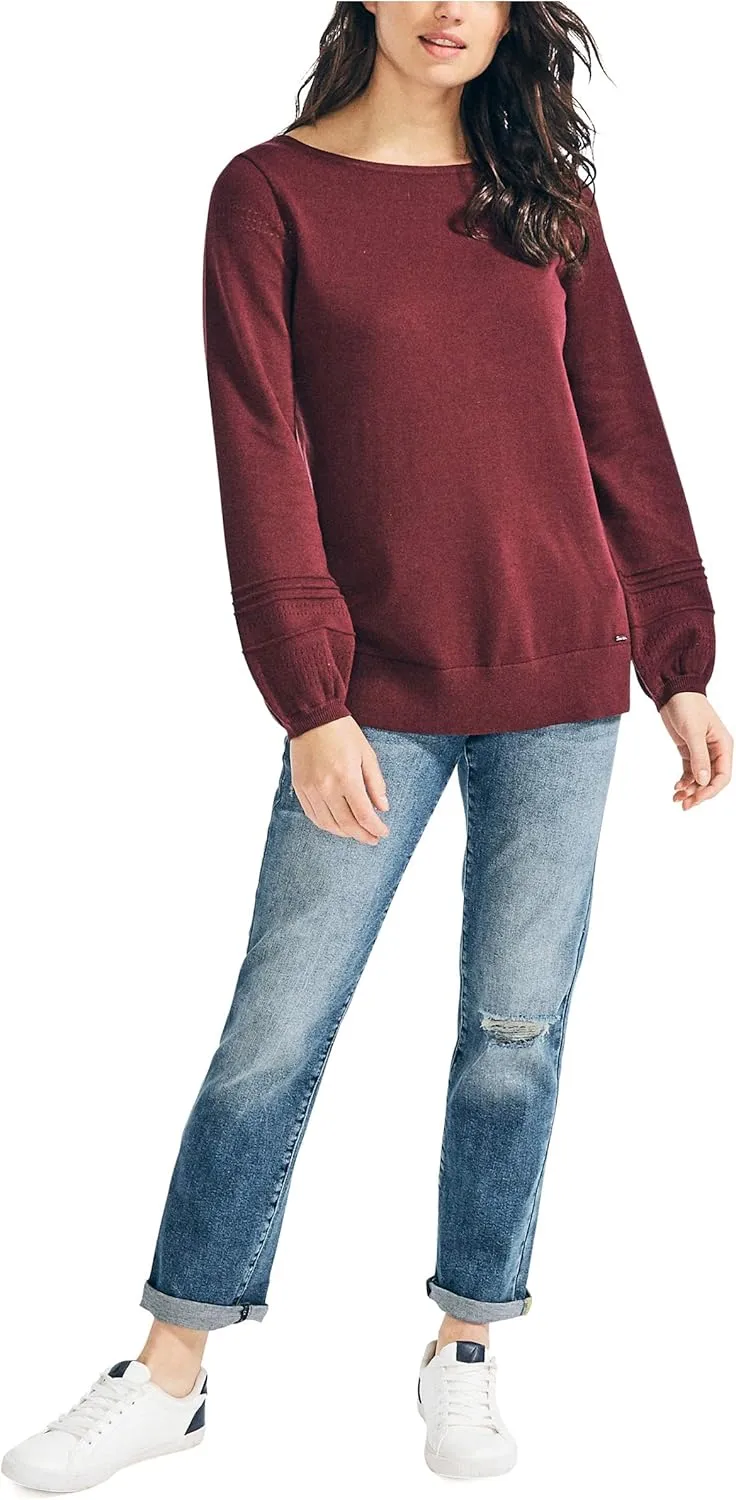 Nautica Women's Classic Soft Cotton Boat Neck Sweater
