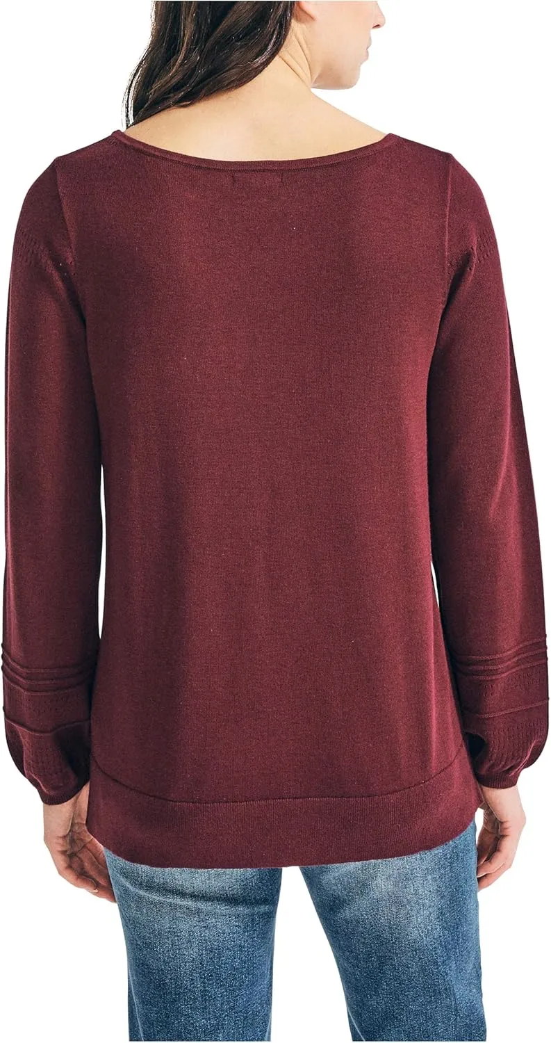 Nautica Women's Classic Soft Cotton Boat Neck Sweater