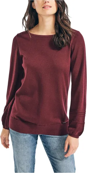 Nautica Women's Classic Soft Cotton Boat Neck Sweater
