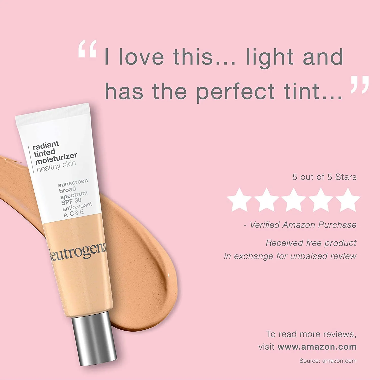 Neutrogena Healthy Skin Radiant Tinted Facial Moisturizer with Broad Spectrum SPF 30 Sunscreen Vitamins A, C, & E, Lightweight, Sheer, & Oil-Free Coverage, Sheer Tan 30, 1.1 fl. oz