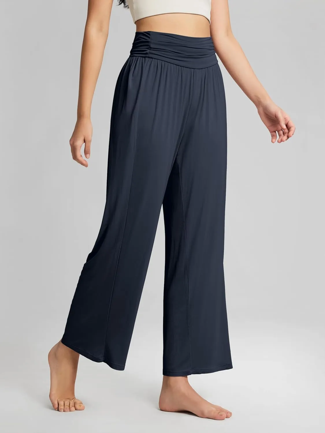 ODODOS Women's Wide Leg Palazzo Lounge Pants with Pockets Light Weight Loose Comfy Casual Pajama Pants-26/28/30"/32" Inseam