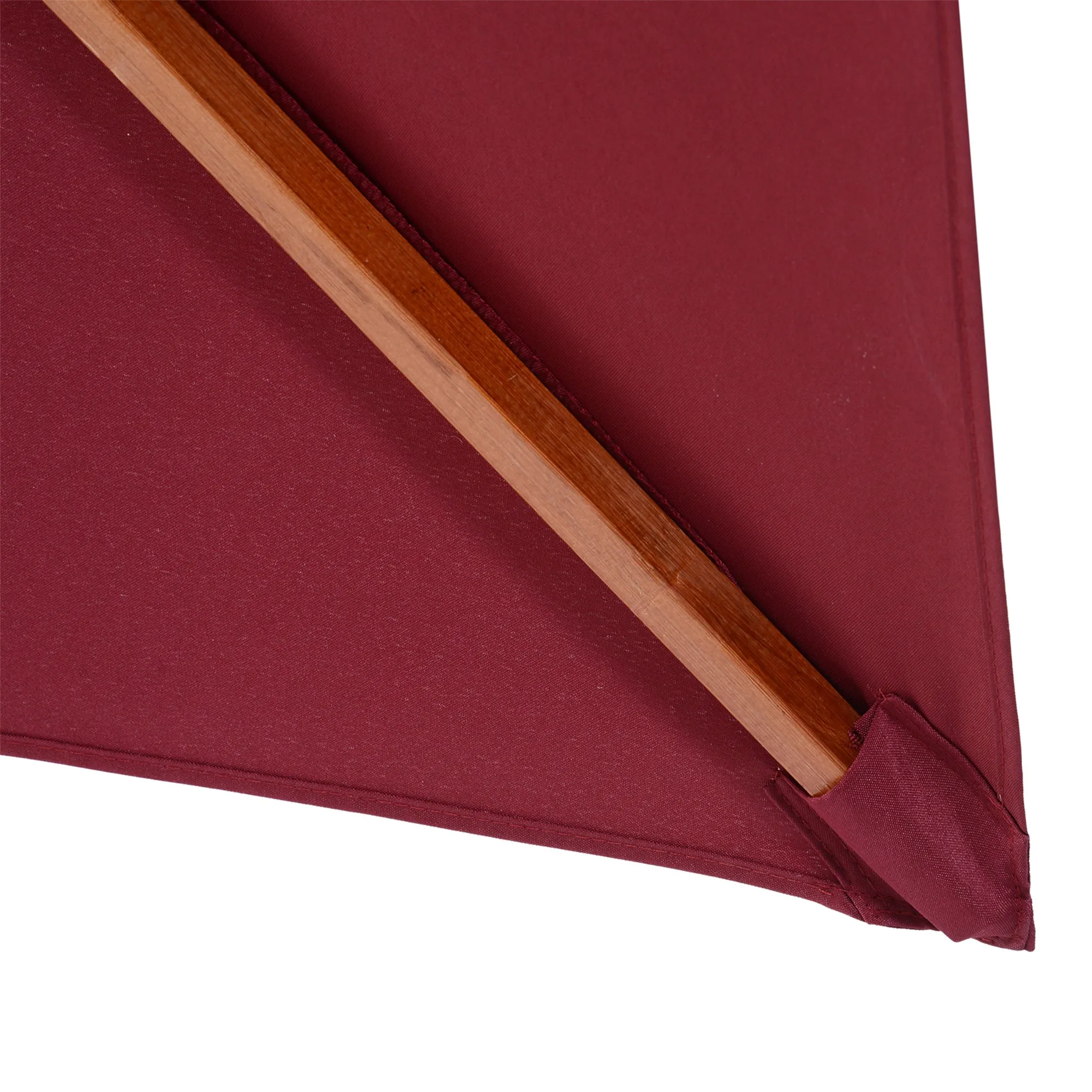 Outsunny 3 x 3(M) Garden Parasol Umbrella Sunshade, Outdoor Wooden Parasol with Double Tier Canopy, Wine Red