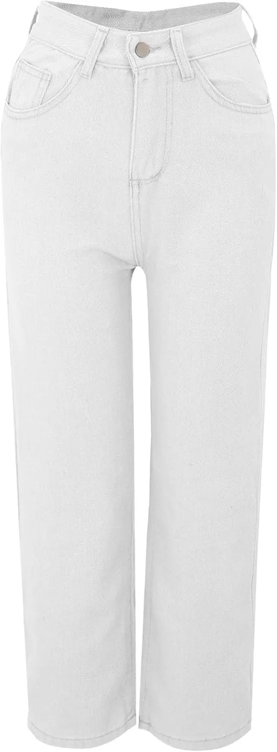 Oversized Sweatpants Jeans Women Soft High Waisted Wide Leg Jeans Comfy Boyfriend Denim Sweatpants with Pocket S-5XL