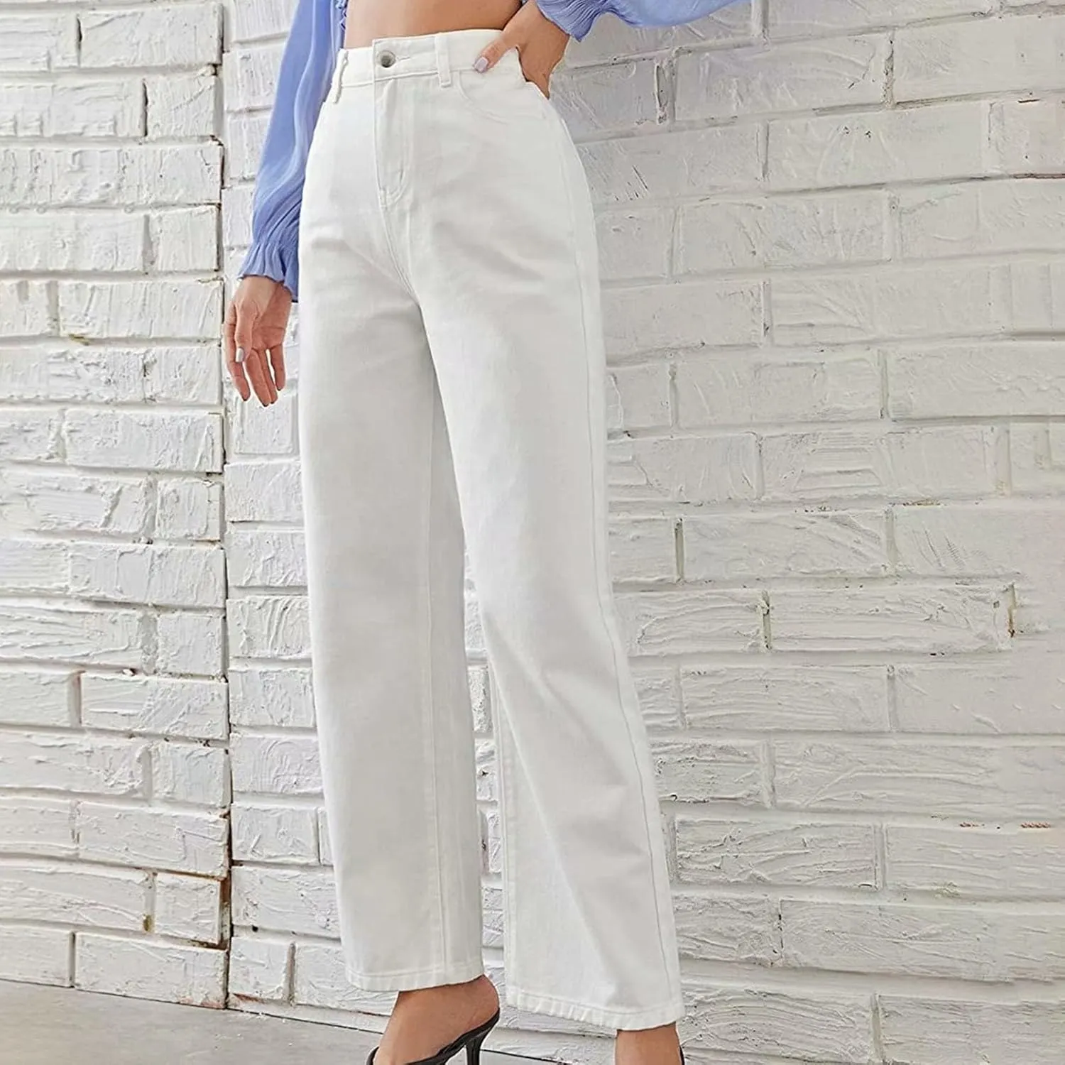 Oversized Sweatpants Jeans Women Soft High Waisted Wide Leg Jeans Comfy Boyfriend Denim Sweatpants with Pocket S-5XL