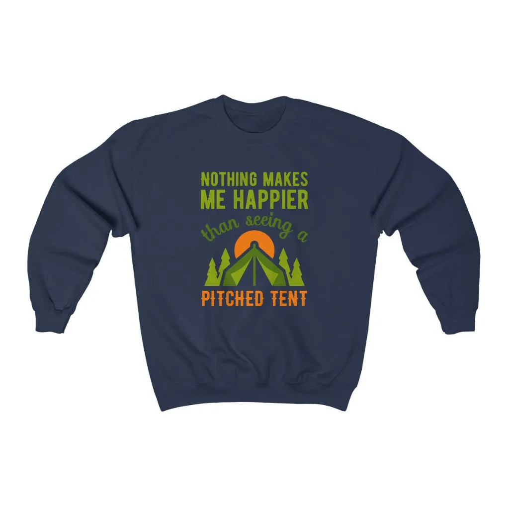 Pitched Tent Funny Camping Adventure Shirt | Happy Camper Gift | Unisex Crewneck Sweatshirt