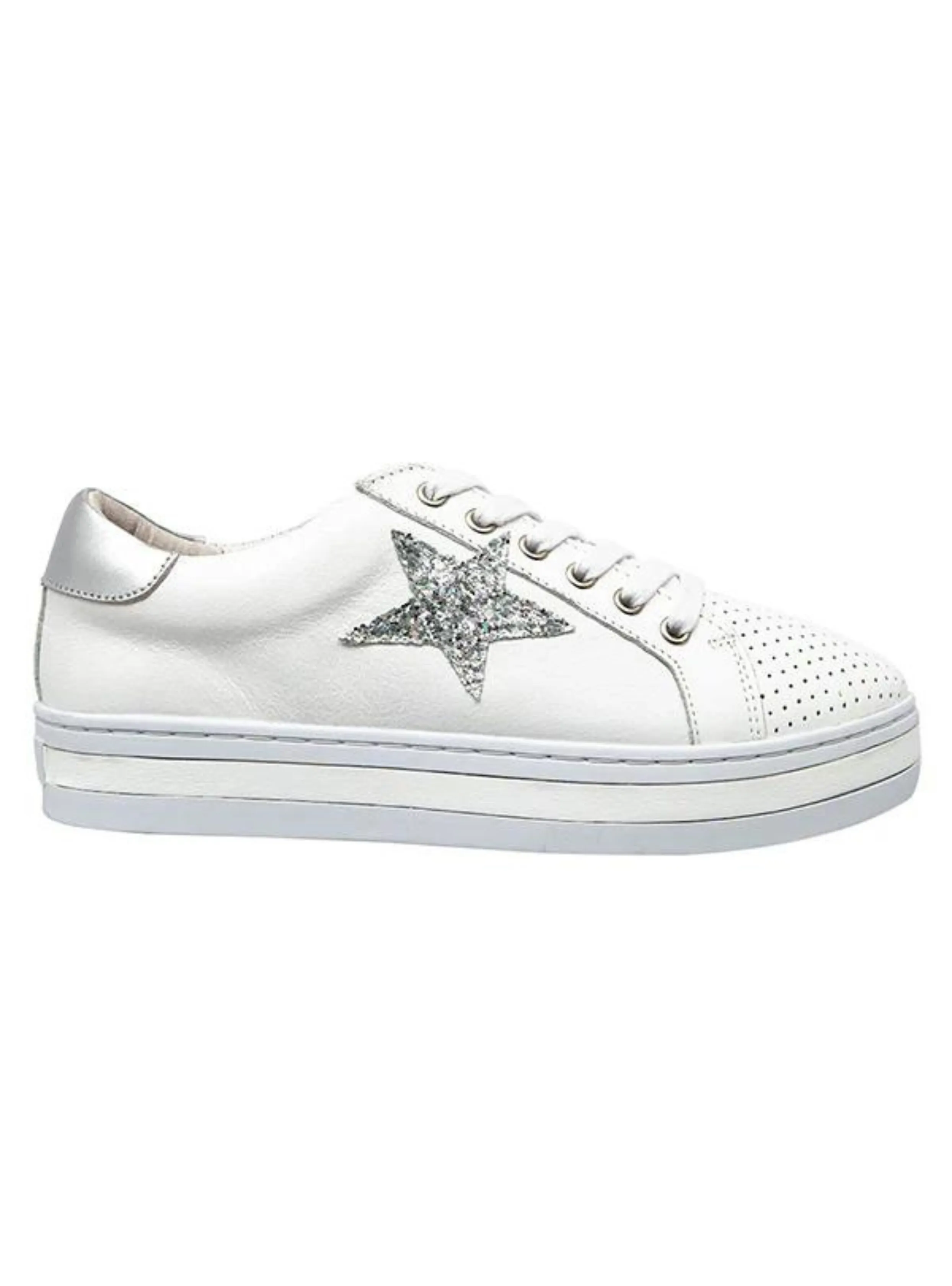 PIXIE SNEAKER - White/Silver Glitter