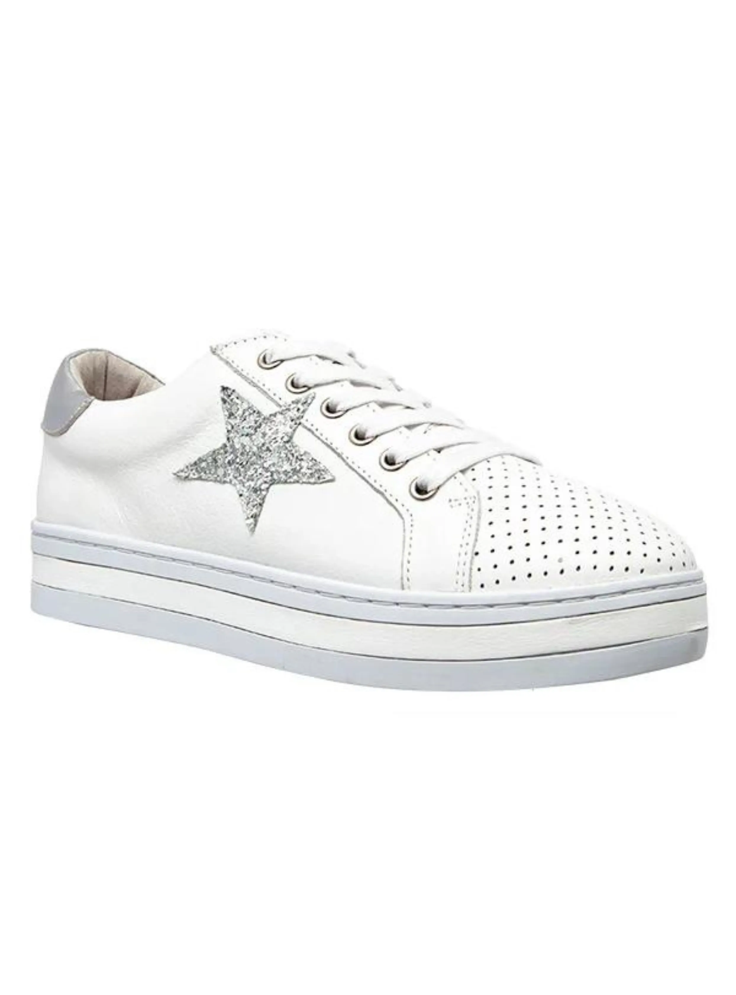 PIXIE SNEAKER - White/Silver Glitter
